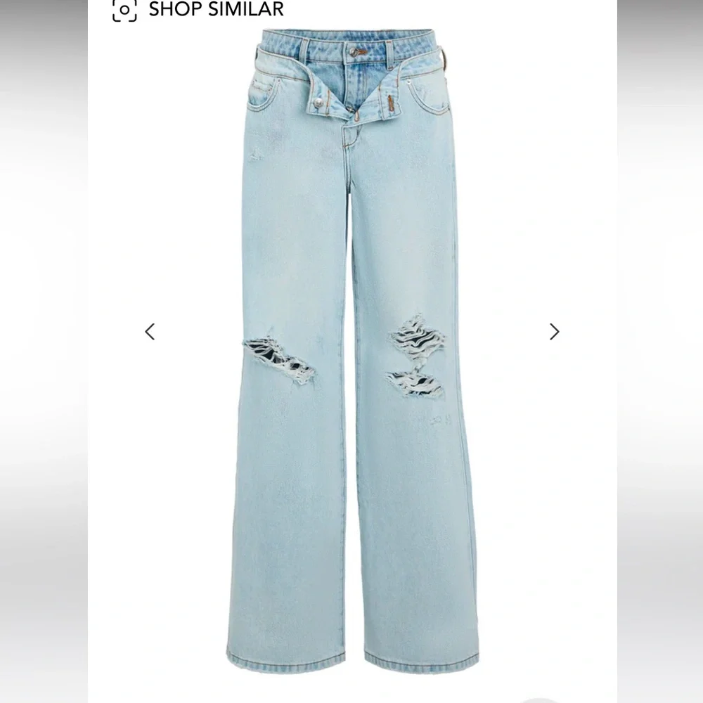 SER.O.YA Saphira Double Waistband Wide Leg Jeans in Skylight NWT - Picture 2 of 16